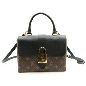 Louis Vuitton Monogram Locky Shoulder Handbag Brown Black Leather